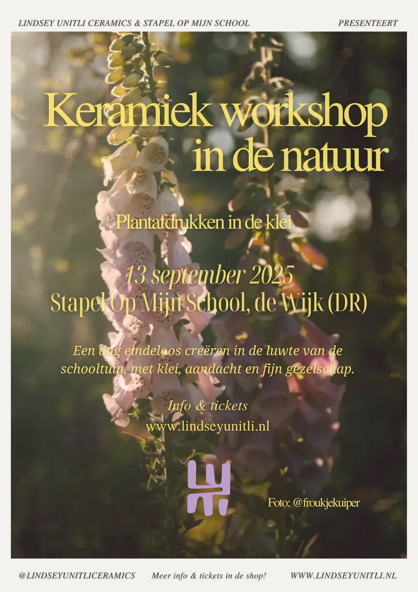 Workshop Plantafdruk in keramiek 13 september 2025 - De Wijk (DR)