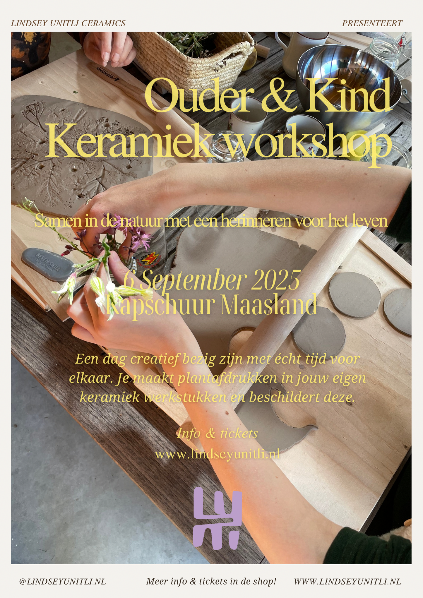 Ouder & Kind workshop Plantafdruk in keramiek - 6 SEPTEMBER 2025 ochtend - DUO-TICKET - Maasland (ZH)