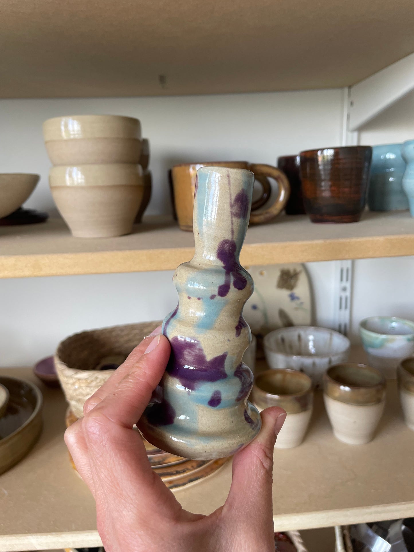 Kandelaar blauw paarse spikkel