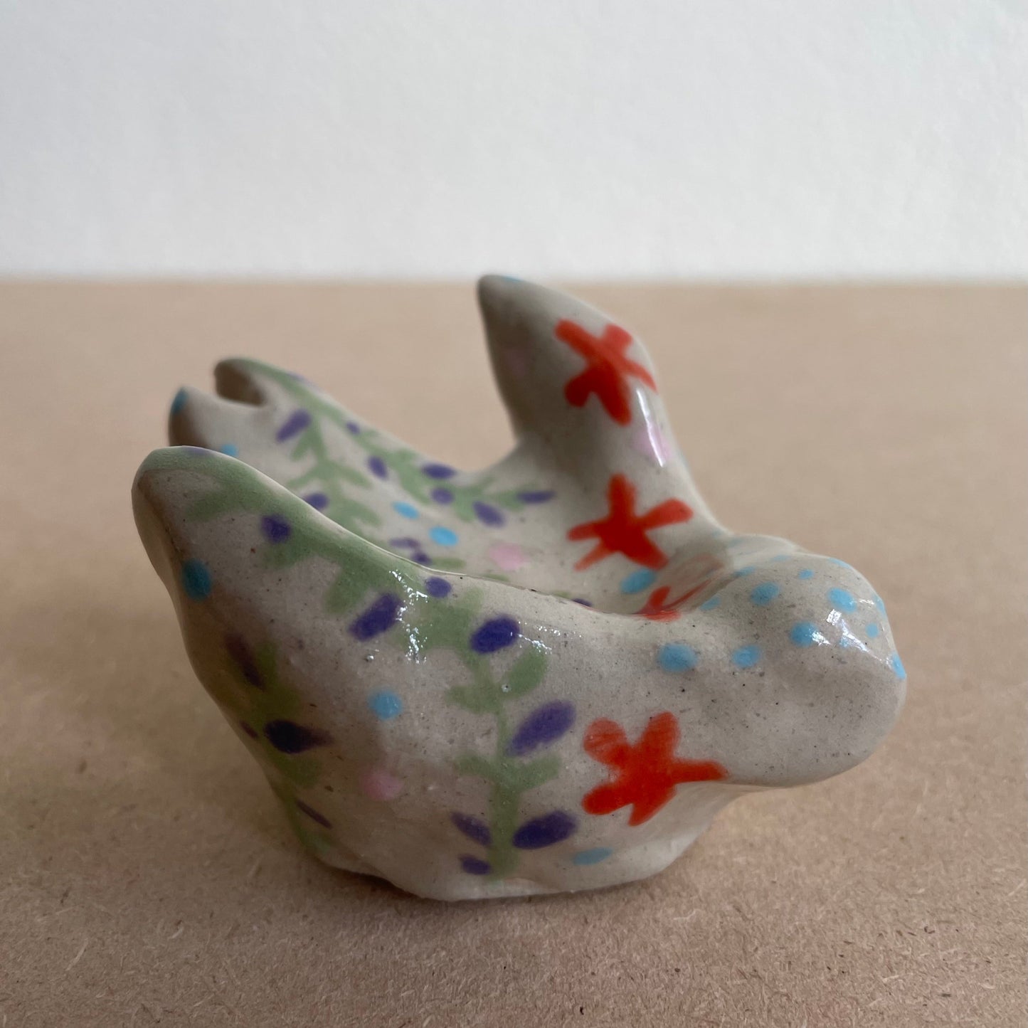 Zwaluw floral print in sage en koraal (maat S)