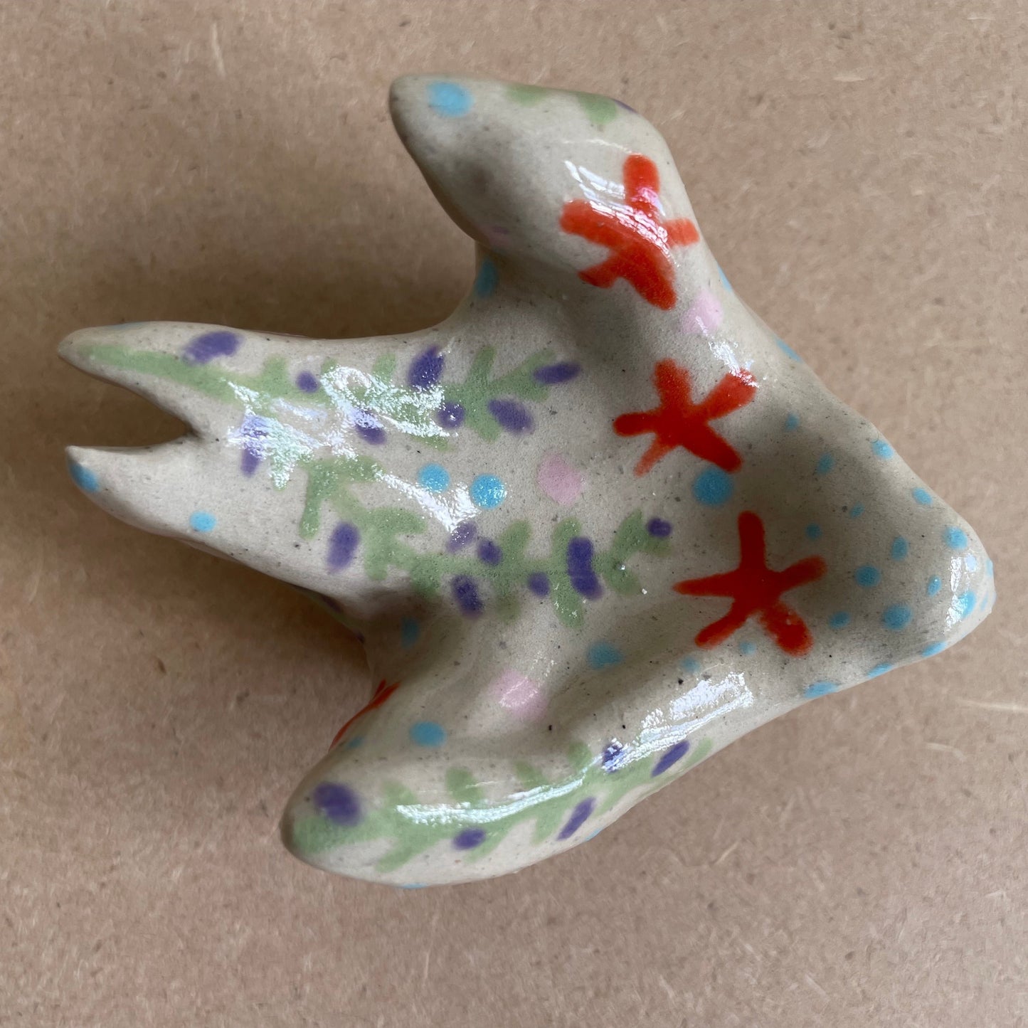 Zwaluw floral print in sage en koraal (maat S)