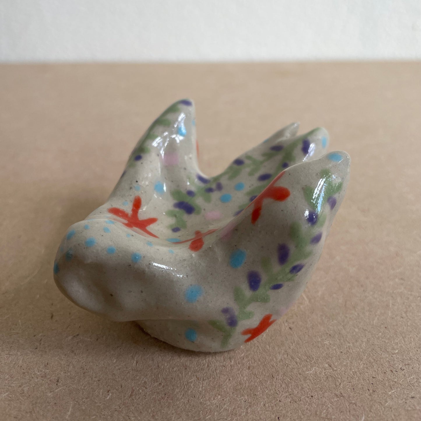 Zwaluw floral print in sage en koraal (maat S)
